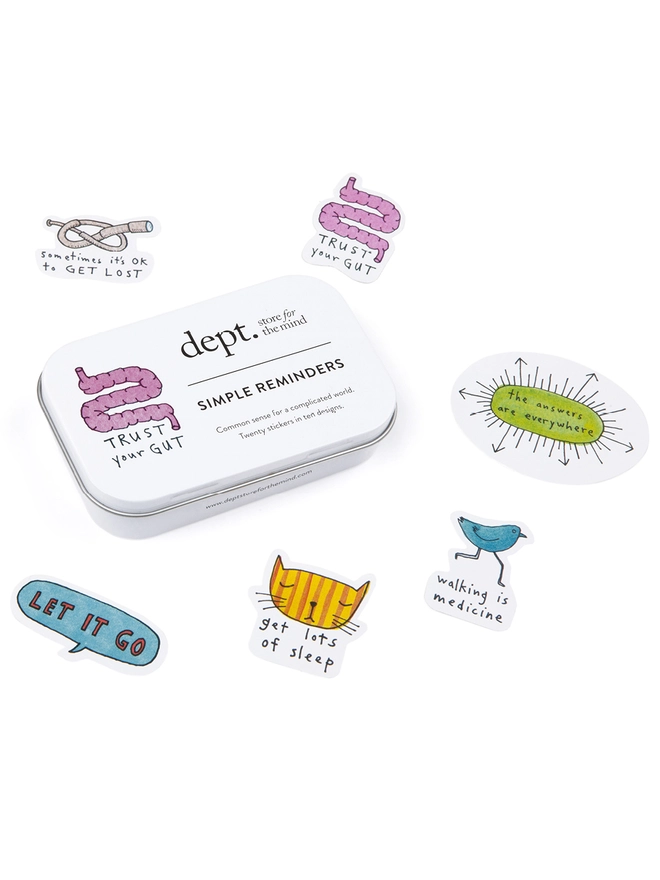 simple reminders main image of stickers and tin