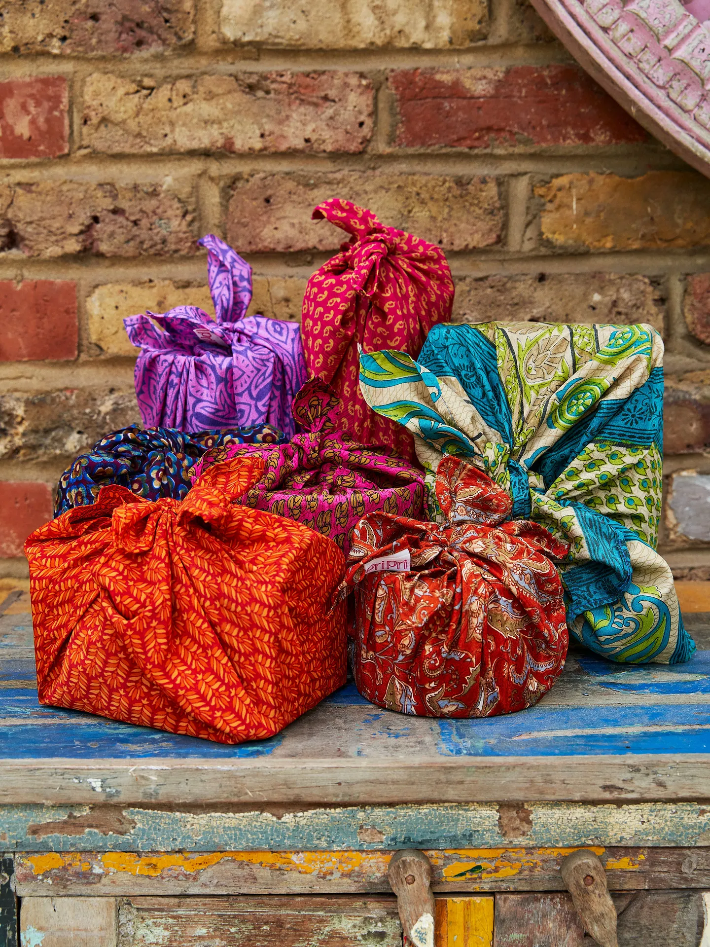 Up-cycled sari gift wrap