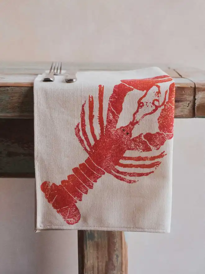 Orange red lobster napkins
