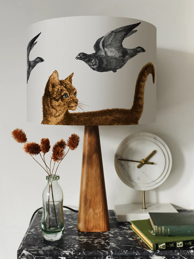 Cat and pigeons lampshade, Mountain and Molehill, 