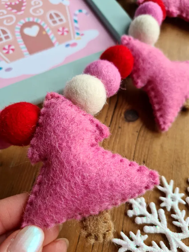 Pink Felt Christmas Tree Garland