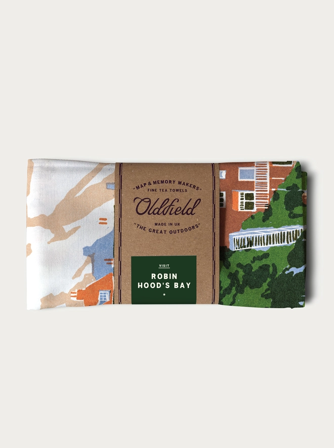 Visit Robin Hood's Bay Tea Towel Folded and Packaged