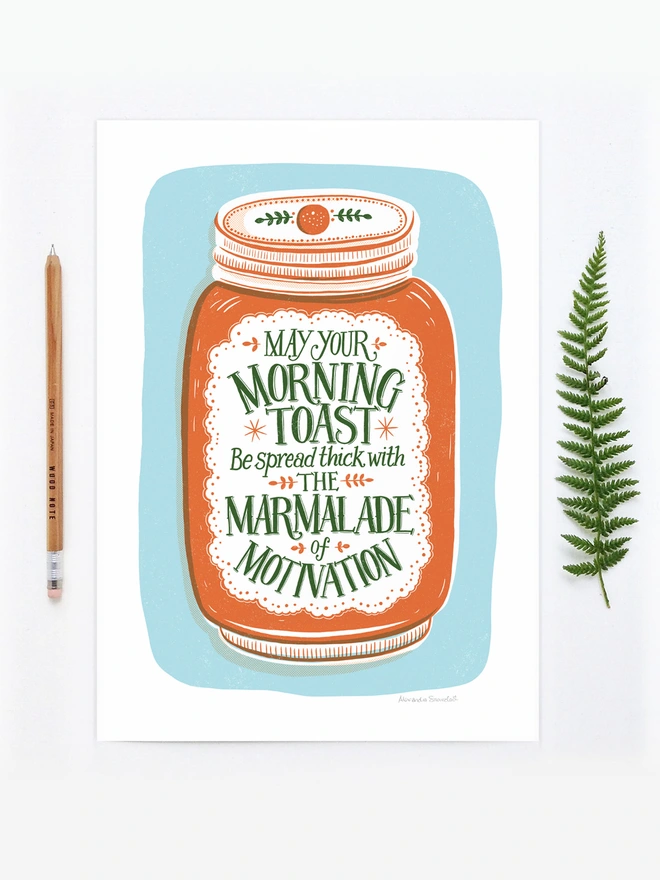 marmalade jar illustration on blue background