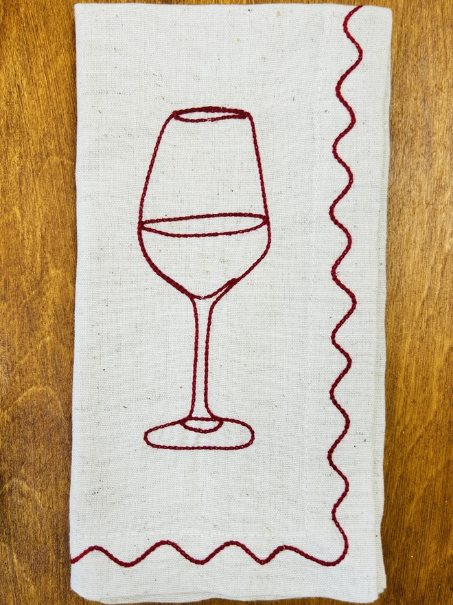 Embroidered Couple's Cocktail Napkins (Set Of 2) Red Wine