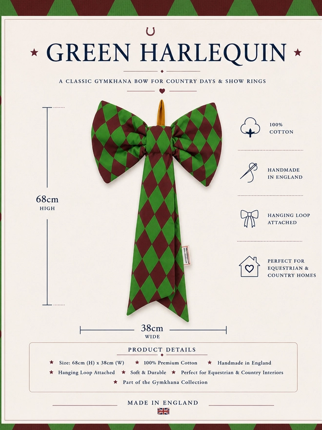 GREEN JOCKEY HARLEQUIN BOW