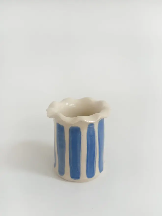 blue stripe ceramic matchstick holders