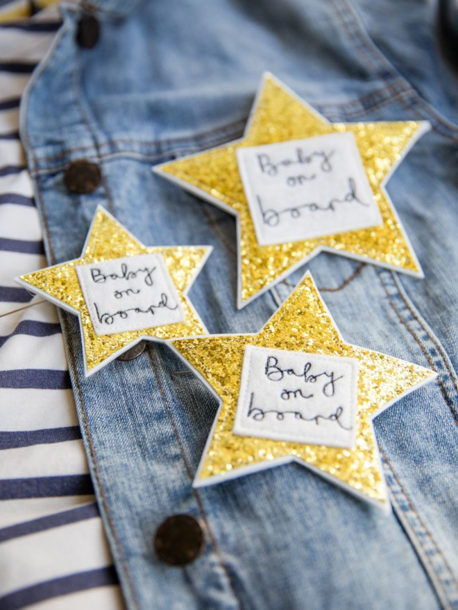 Sparkly gold star badge