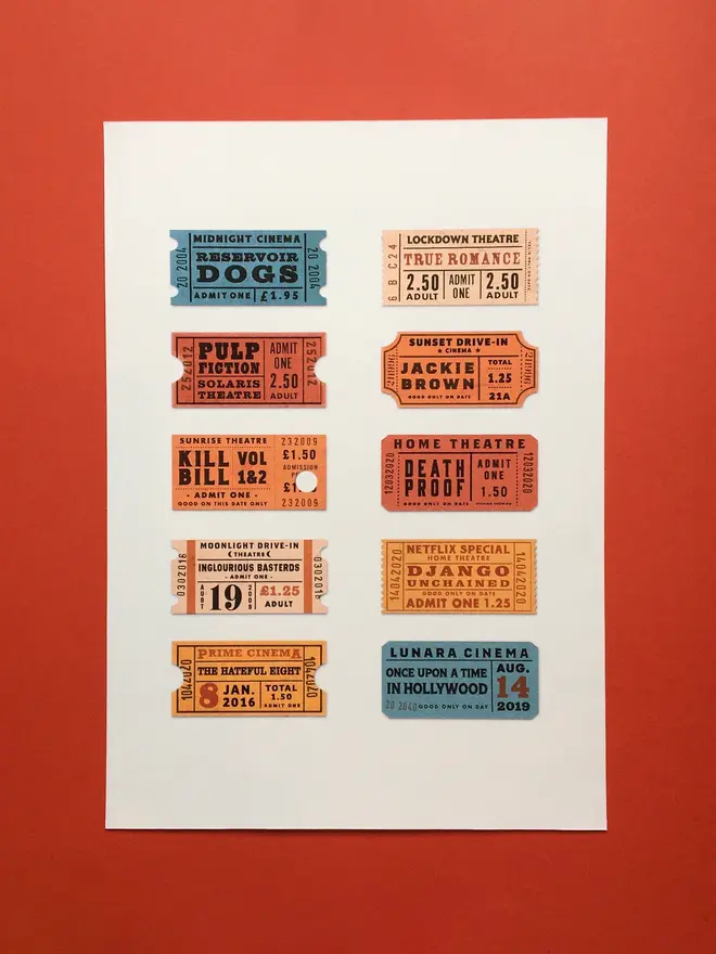 quentin tarantino cinema ticket print