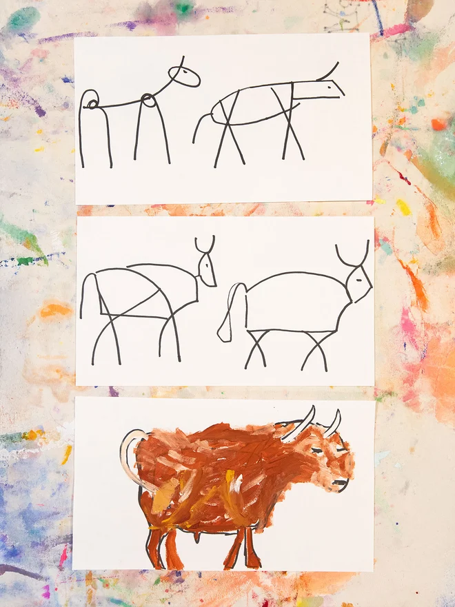 Bull drawings inspired by artist Picasso