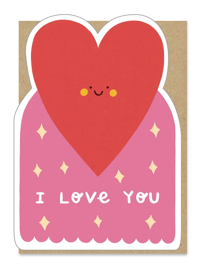 i love you illustrated heart card