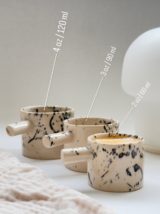 White Speckled Espresso Cup Sizes