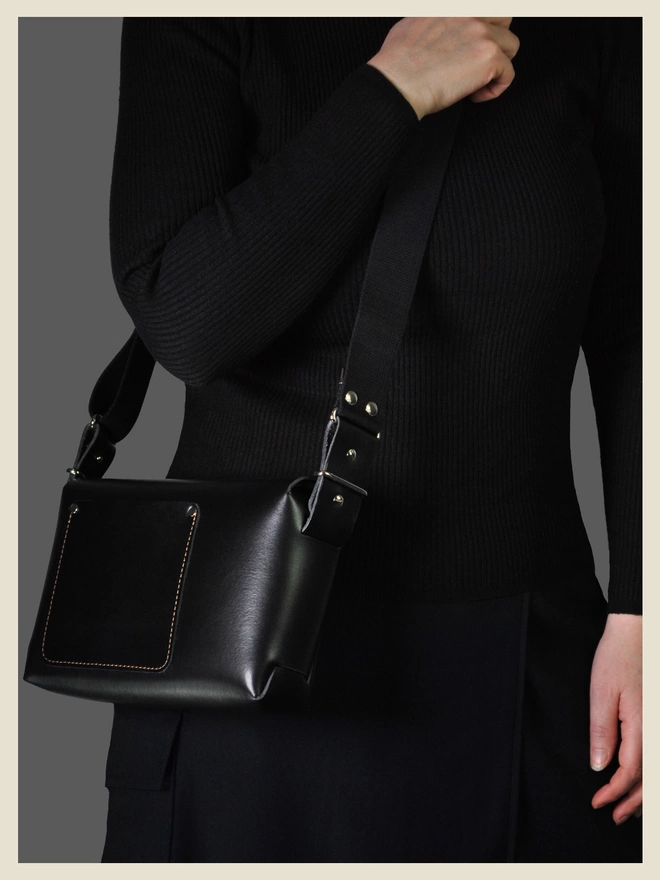 Small Black Leather Everyday Crossbody Bag