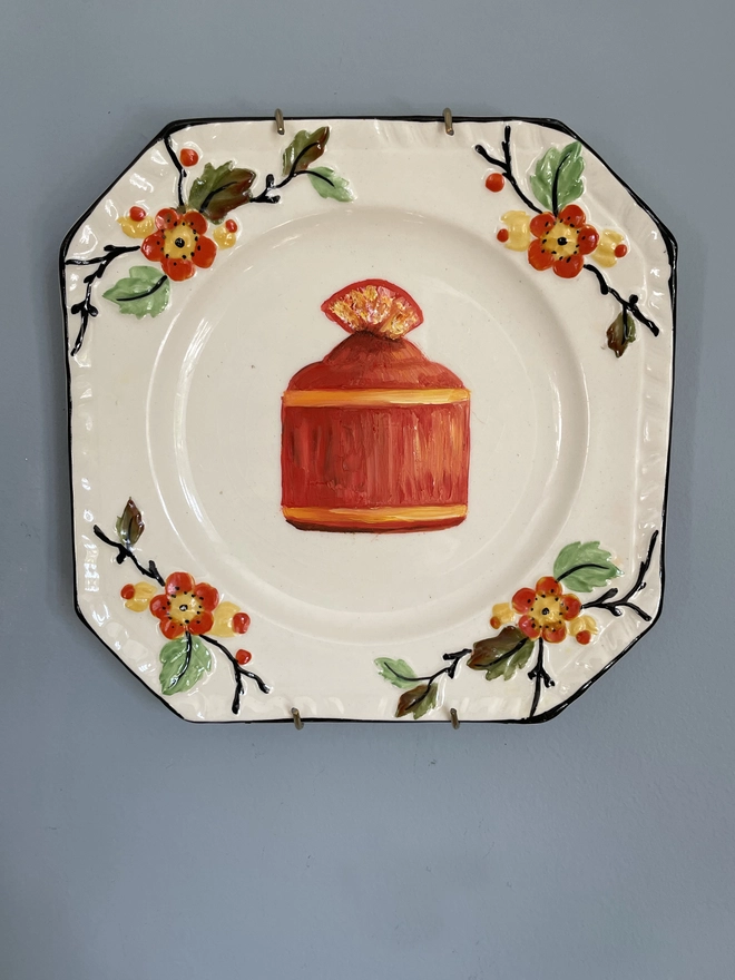 orange fondant cake painting