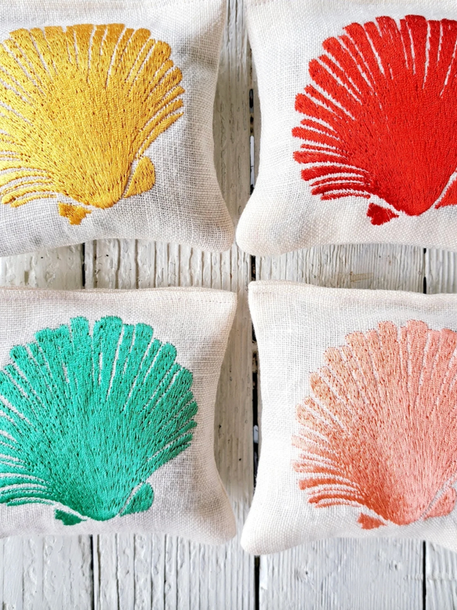Sea Shell Lavender Sachet. A selection of the colours available.