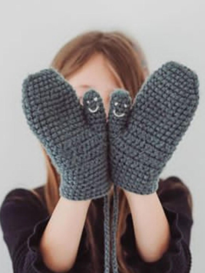 Smiley Face Mittens For Children