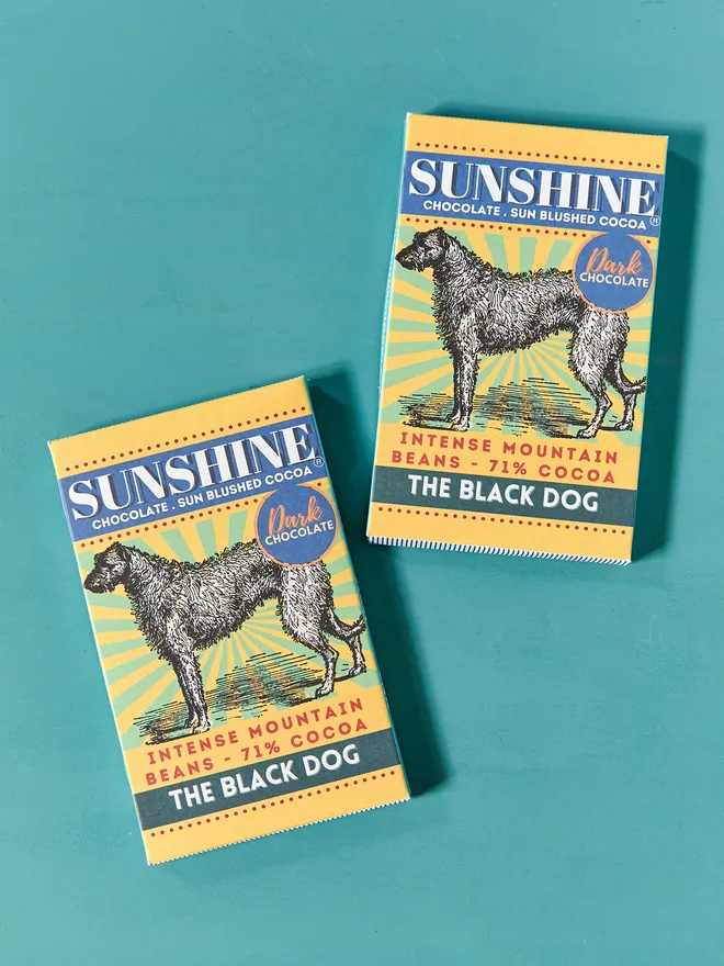 chocolate bar with dog design