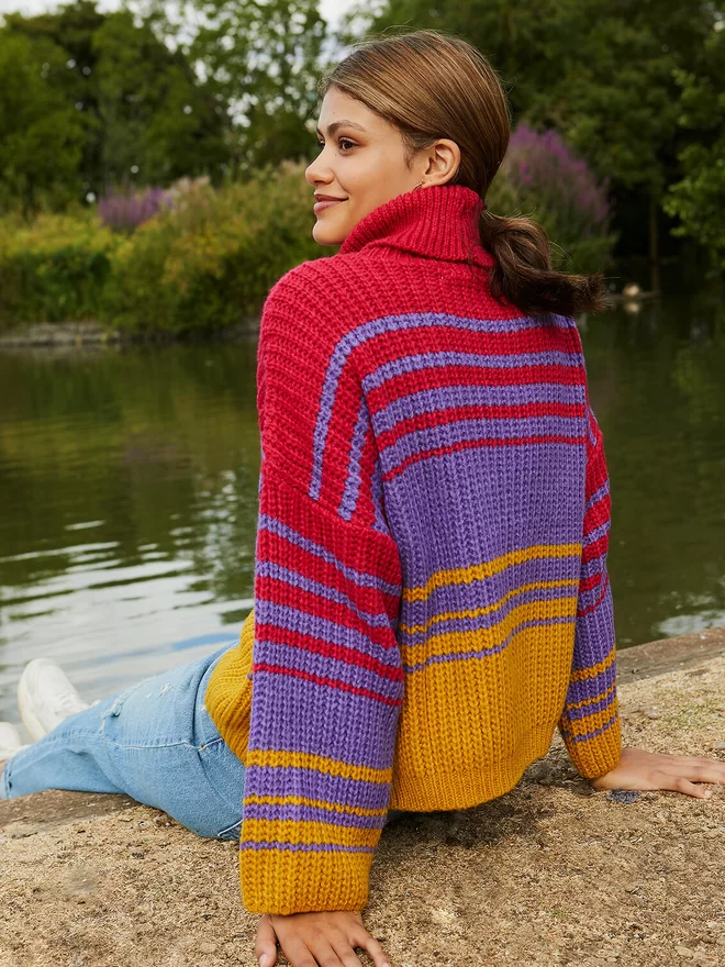 Rainbow Stripe Knit Jumper uk made