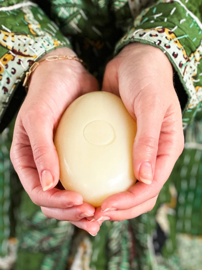 white grapefruit and may chang soap bar. a handheld bar of natural soap/