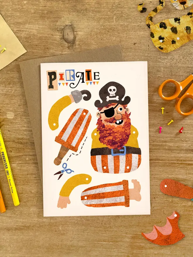 pirate split pin puppet card
