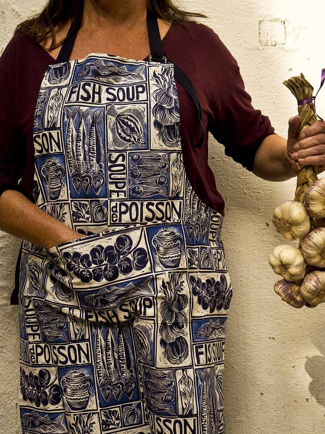 Fish Soup Apron Kate Guy Prints Linocut