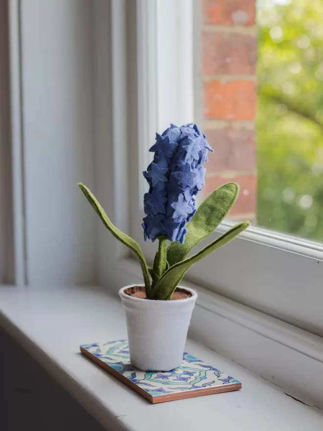 Blue Little Egg Faux Felt Hyacinth plant.