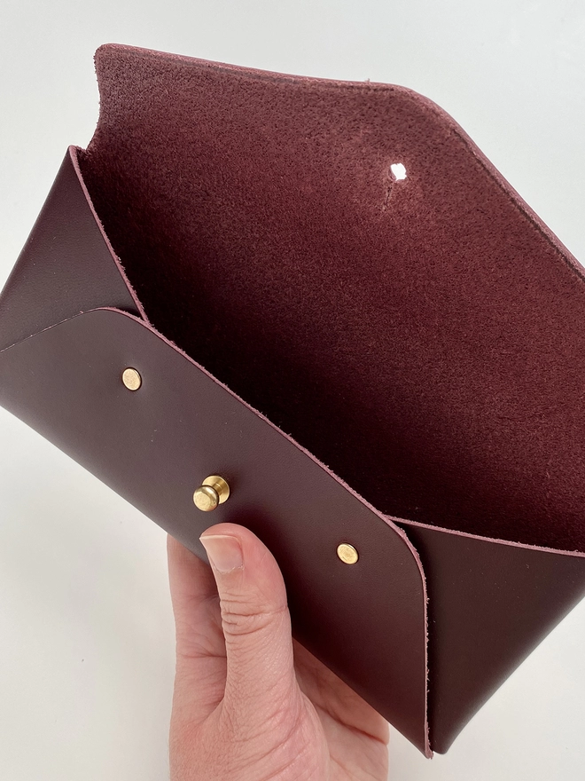 Meticulous Ink Leather Pencil Case - Hand holding open case