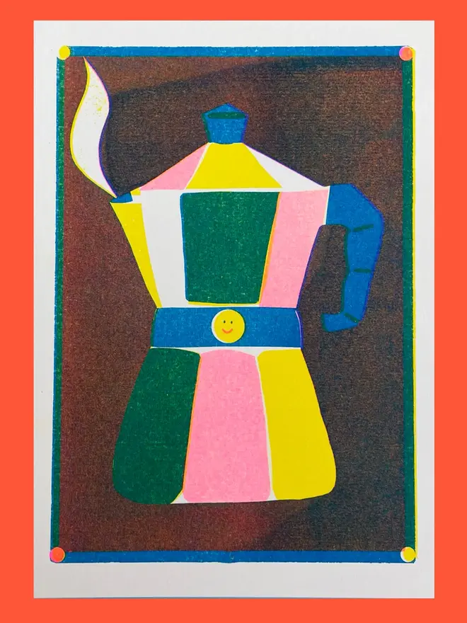 Coffee Pot Risograph Print