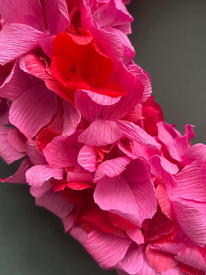 Hot Pink & Red Crepe Paper Wreath