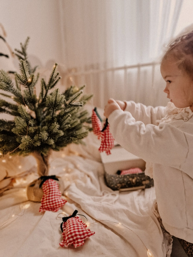 Handmade Cotton Christmas Tree Ornament, Festive Nursery Decor