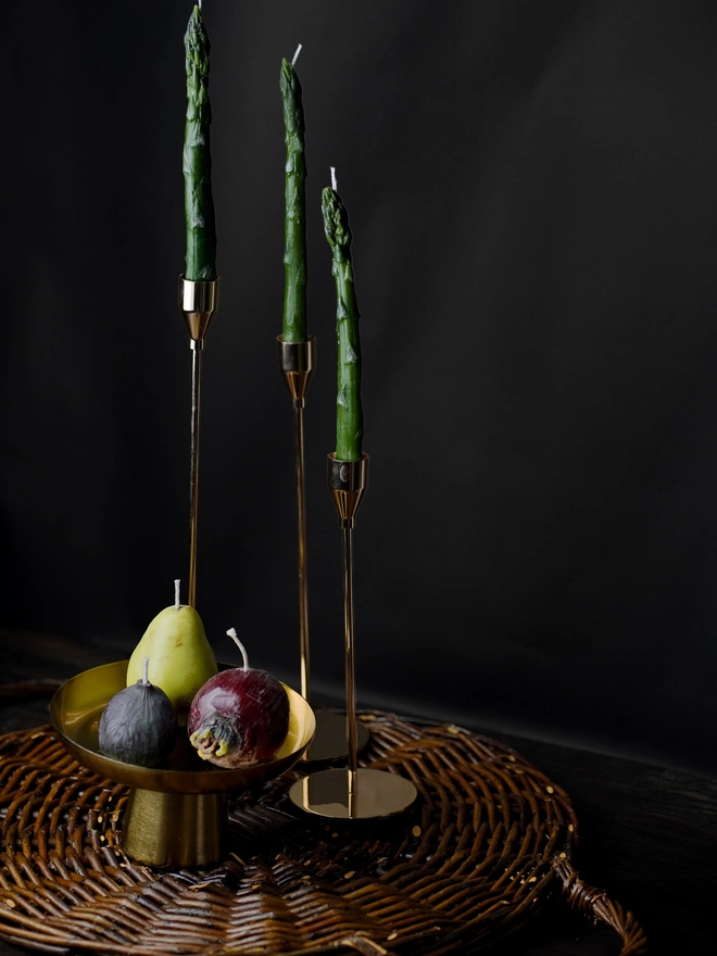 Asparagus Spear Dinner Candles - Bunch of 3