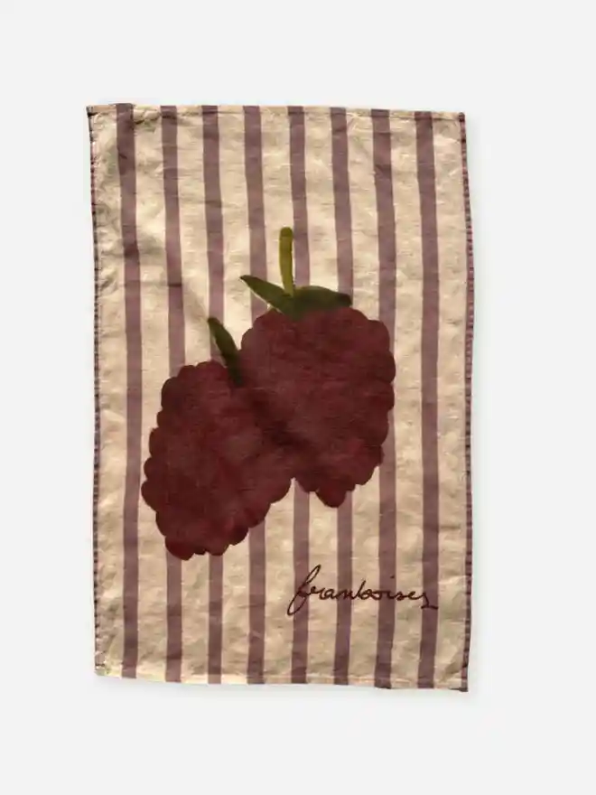 'Framboises' Linen Tea Towel, a tea towel with a fruit print on it. 
