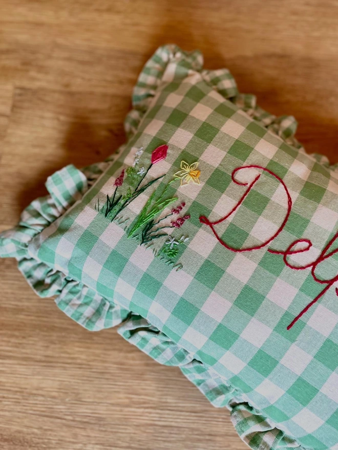 Hand embroidered cushion 