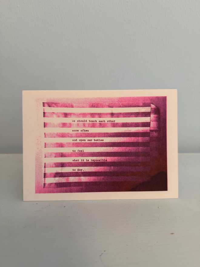 touch poetic risograph purple greetings card