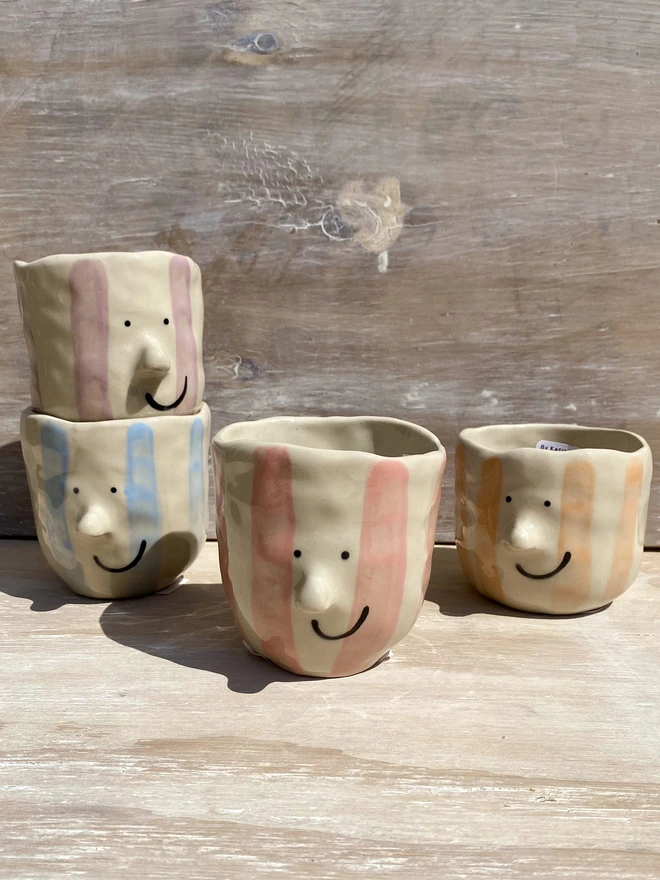 pastel stripe ceramic pot - group
