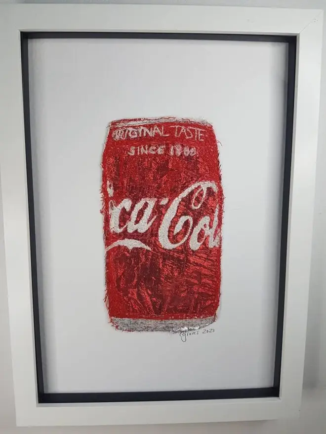 Coke Can Embroidery Wall Art