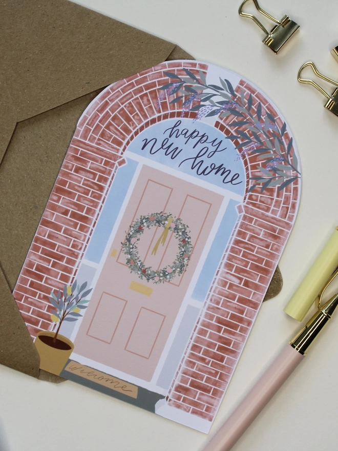 Happy New Home Arch Shape Greeting Card