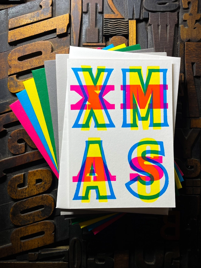 For all you typographers out there, A pack of these beautiful typographic letterpress Christmas cards. Printed with rich inks with luxury matching and contrasting envelopes; ideal to send to your designer friends at the festive season. Hand printed on "Mary"; my vintage treadle Arab platen. 