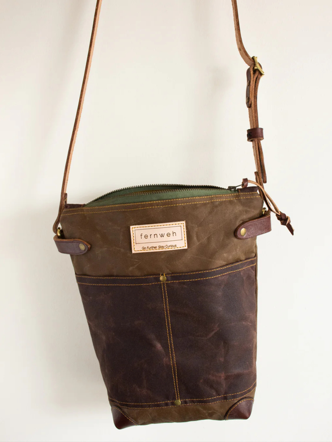 waxed cotton cross body field bag