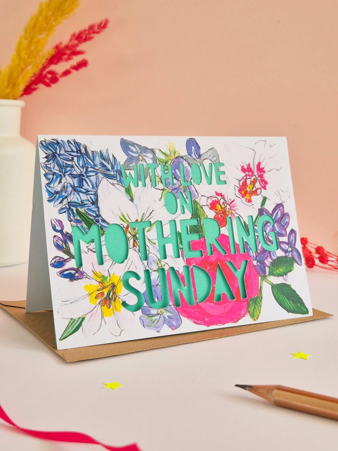 with love on mothering sunday card