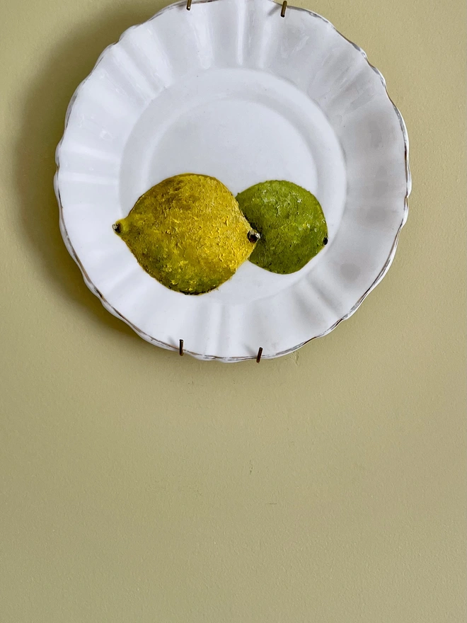 lemon and lime painting on plate