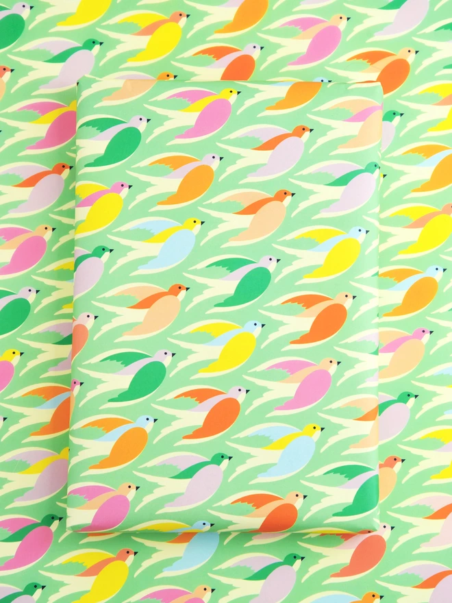 Birds in mint Wrapping Paper 