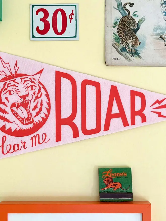 i am woman hear me roar pennant flag