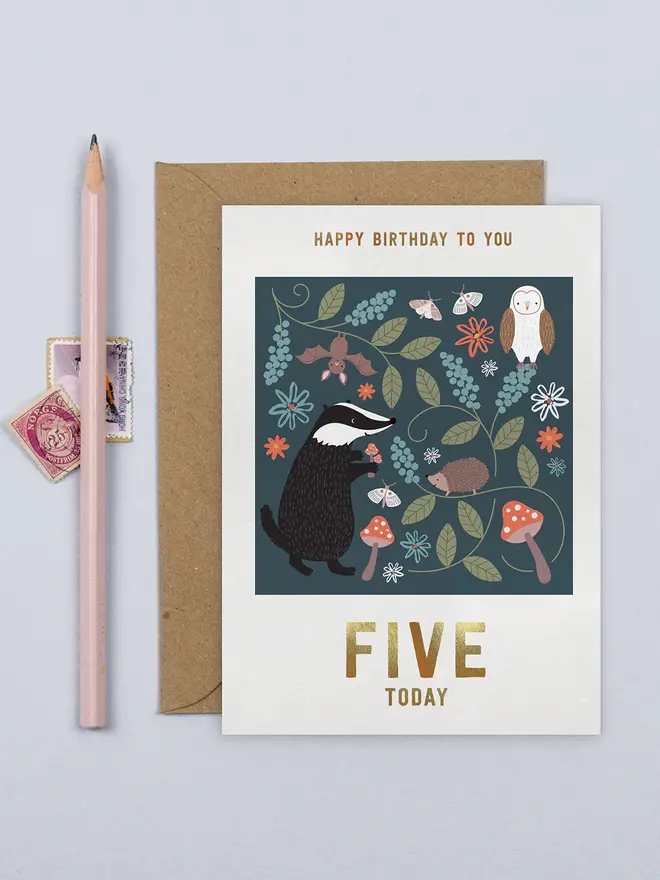 'Happy Birthday To You Five Today' Midnight Birthday Card