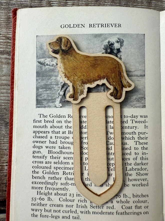 Golden retriever wooden dog breed bookmark 