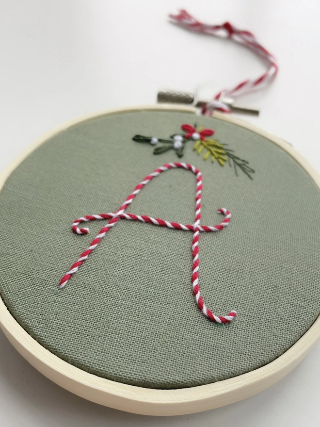 Hand Embroidered Initial Hoop