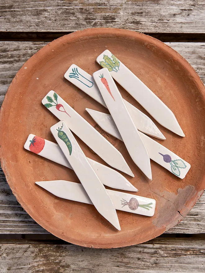 Ceramic Vegetable Image Labels (Set Of 8)