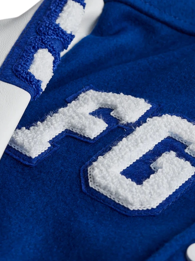 Awesome Letterman Blue Snap Front Jacket 