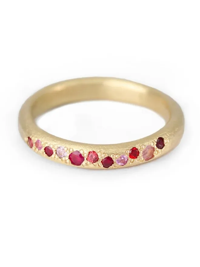 Cherry Blossom Red & Ruby Sapphire Scatter Band Ring