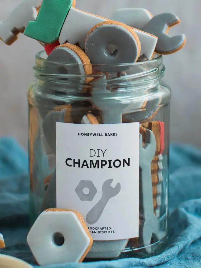 Personalised Jar of tools - Hand Iced Biscuits