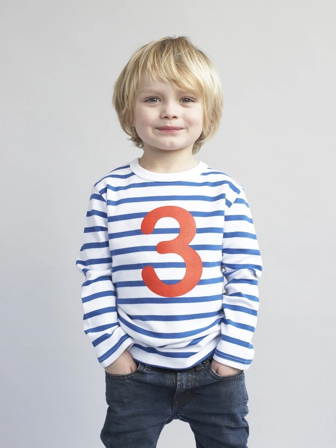 french blue breton number 3 t shirt
